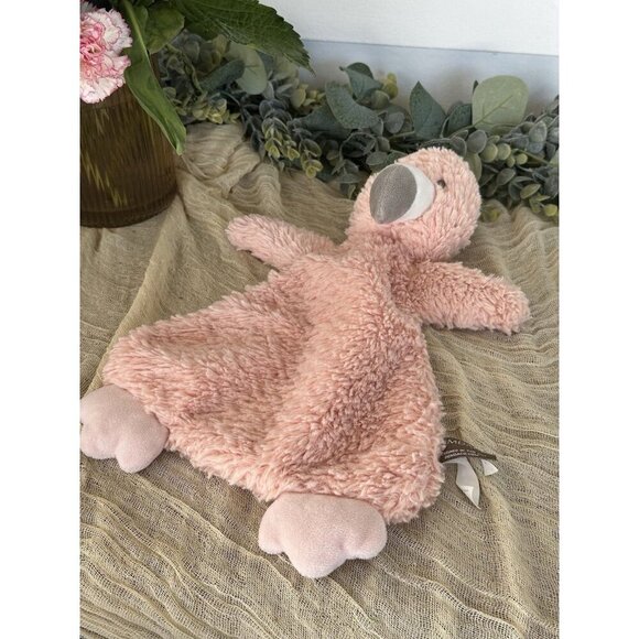 13” Demdaco Flamingo Soft Pink Lovey Rattle Security Blanket Pink Light Plush - Picture 3 of 8